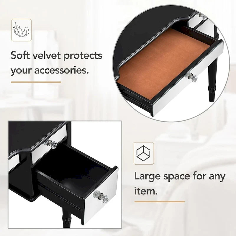 Roomfitters Makeup Vanity Table, 5 Drawers, Foldable Mirror, Stool Included
