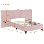 Full Size Upholstered Platform Bed with Big Headboard
