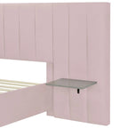Full Size Upholstered Platform Bed with Big Headboard