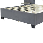 Full Size Upholstered Platform Bed with Big Headboard