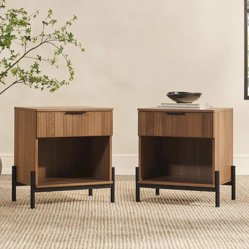 Middlebrook Designs Modern Fluted-Drawer Nightstand (Set of 2)