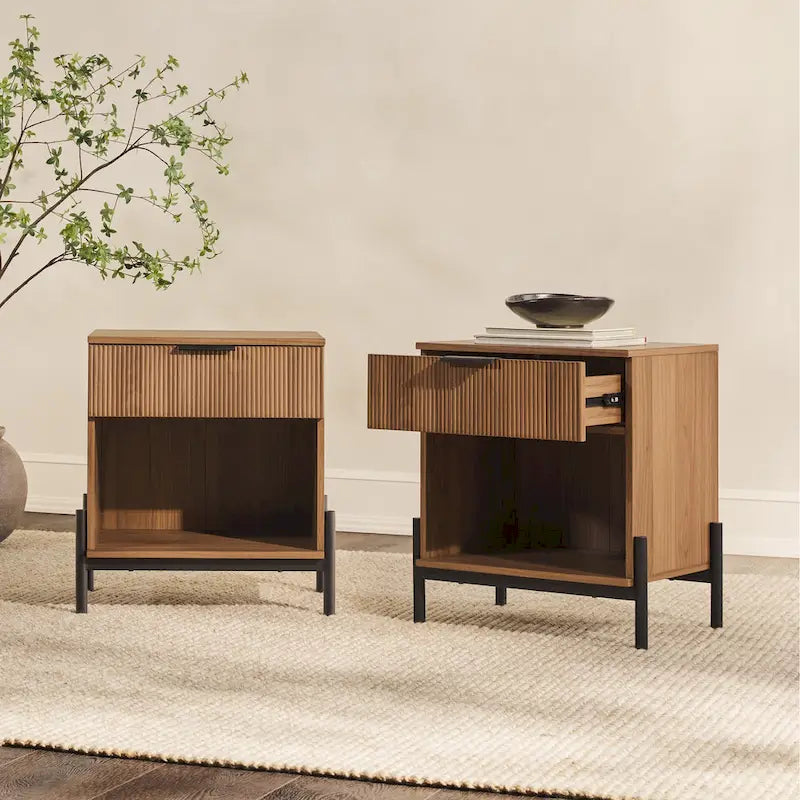 Middlebrook Designs Modern Fluted-Drawer Nightstand (Set of 2)