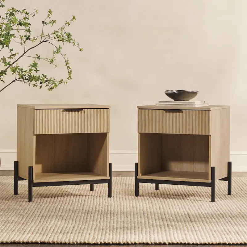 Middlebrook Designs Modern Fluted-Drawer Nightstand (Set of 2)