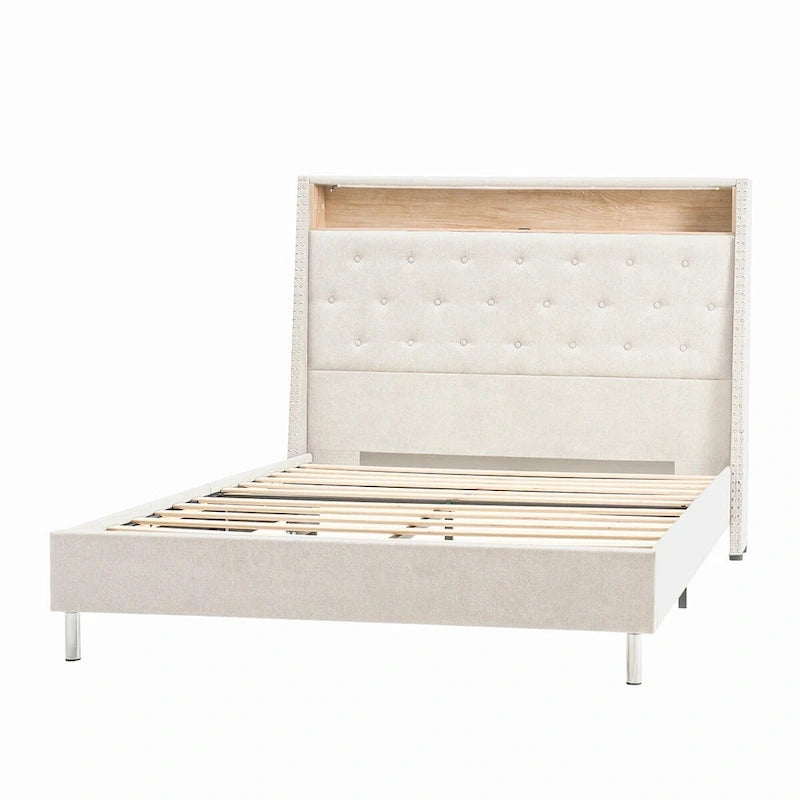 Jose Traditional 61.5  Stylish Tufted Bed with Storage Headboard and Warm Night Light by HULALA HOME