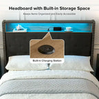 Jose Traditional 61.5  Stylish Tufted Bed with Storage Headboard and Warm Night Light by HULALA HOME