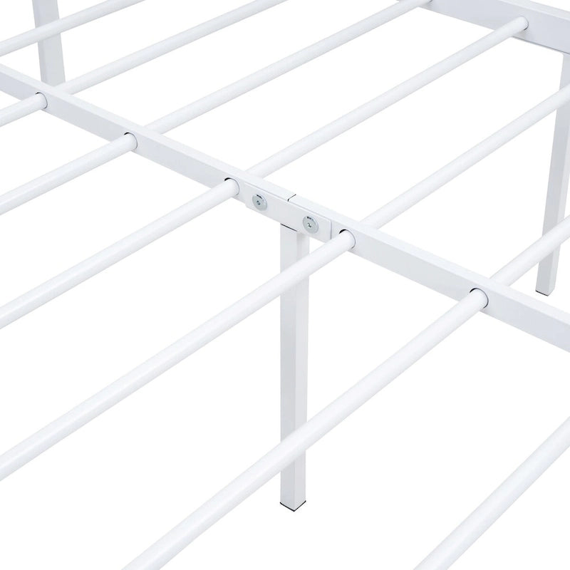Roomfitters Twin Size Platform Bed, Metal and Wood Bed Frame with Headboard and Footboard