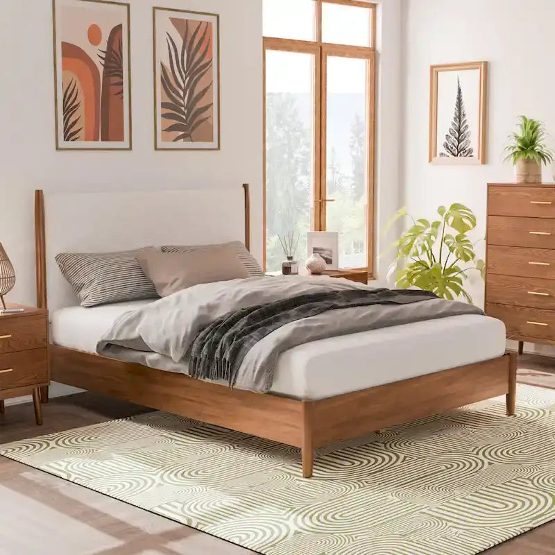 Furniture of America Beau Midcentury 5-Piece Walnut Queen Bedroom Set