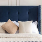 CUSchoice 54 High Headboard Upholstered Queen/King Bed (No Box Spring Needed)