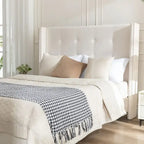 CUSchoice 54 High Headboard Upholstered Queen/King Bed (No Box Spring Needed)