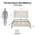 CUSchoice 54 High Headboard Upholstered Queen/King Bed (No Box Spring Needed)