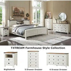 Farmhouse Full Size Bed Frame with Storage Shelves & Charging Station