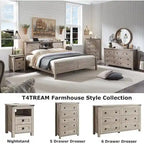 Farmhouse Full Size Bed Frame with Storage Shelves & Charging Station