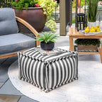 Nuloom Porto Printed Striped Indoor/Outdoor Ottoman Pouf