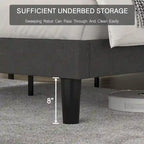 Javlergo Upholstered Platform Bed Frame with Adjustable Headboard, Wood Slat Support and Noise-Free, No Box Spring Needed