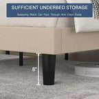 Javlergo Upholstered Platform Bed Frame with Adjustable Headboard, Wood Slat Support and Noise-Free, No Box Spring Needed