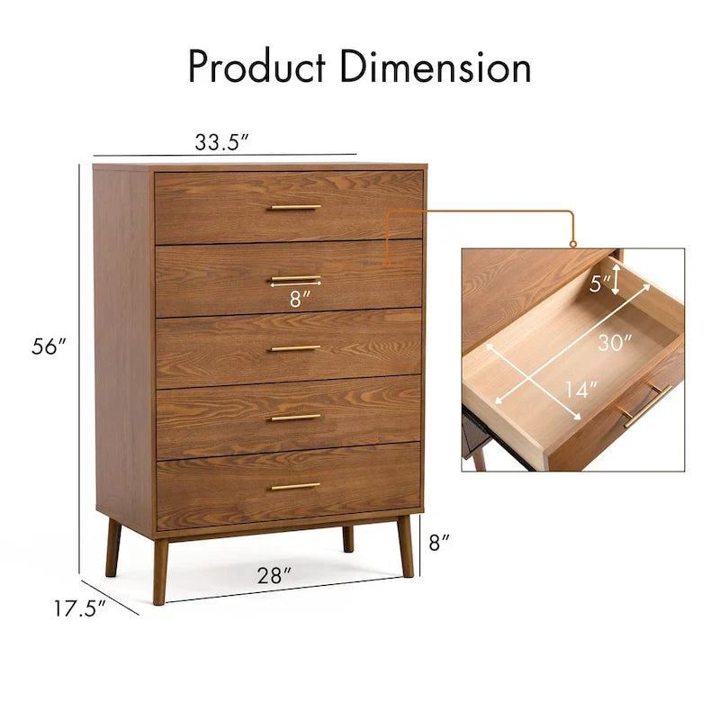 Furniture of America Beau Midcentury 6-Piece Walnut Queen Bedroom Set