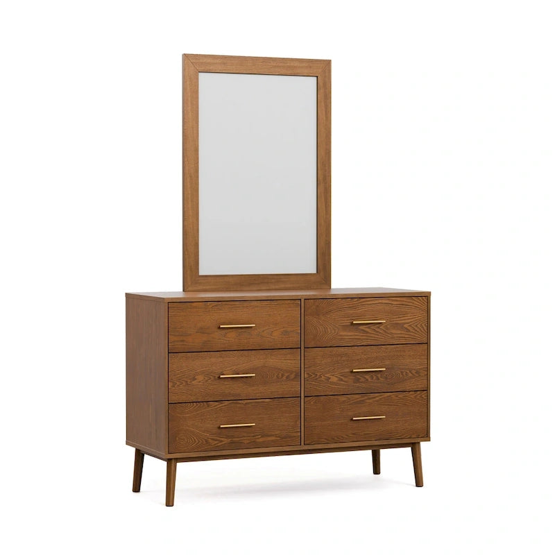 Furniture of America Beau Midcentury 6-Piece Walnut Queen Bedroom Set