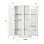 Kitchen Pantry Storage Cabinet, 14-Tier Freestanding Kitchen Cupboard with 2 Doors, Adjustable Shelves for Living Room