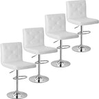 Javlergo Set of 4 Bar Stools Adjustable Swivel Counter Height Barstools with Back