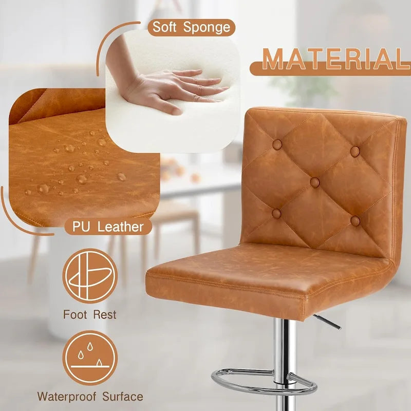 Javlergo Set of 4 Bar Stools Adjustable Swivel Counter Height Barstools with Back