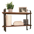 Dual Layers Rustic Wall Mounted Floating Storage Shelf Display Rack