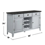 Rectangular Marble Top Server in Antique White