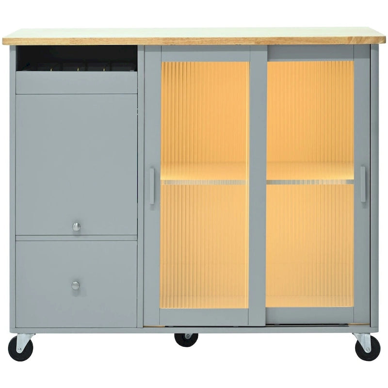 Merax Large Kitchen Island Cart with an Adjustable Shelf and 2 Drawers