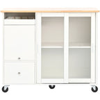 Merax Large Kitchen Island Cart with an Adjustable Shelf and 2 Drawers