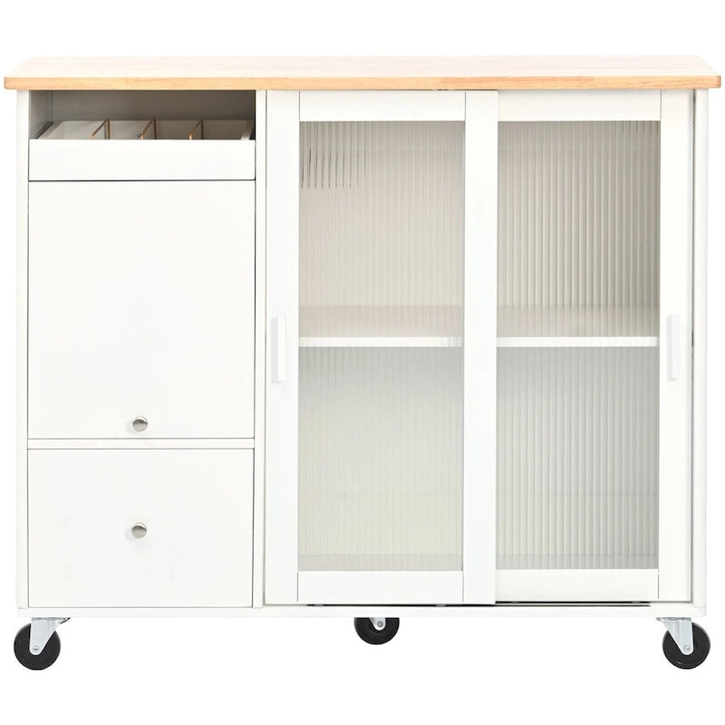 Merax Large Kitchen Island Cart with an Adjustable Shelf and 2 Drawers