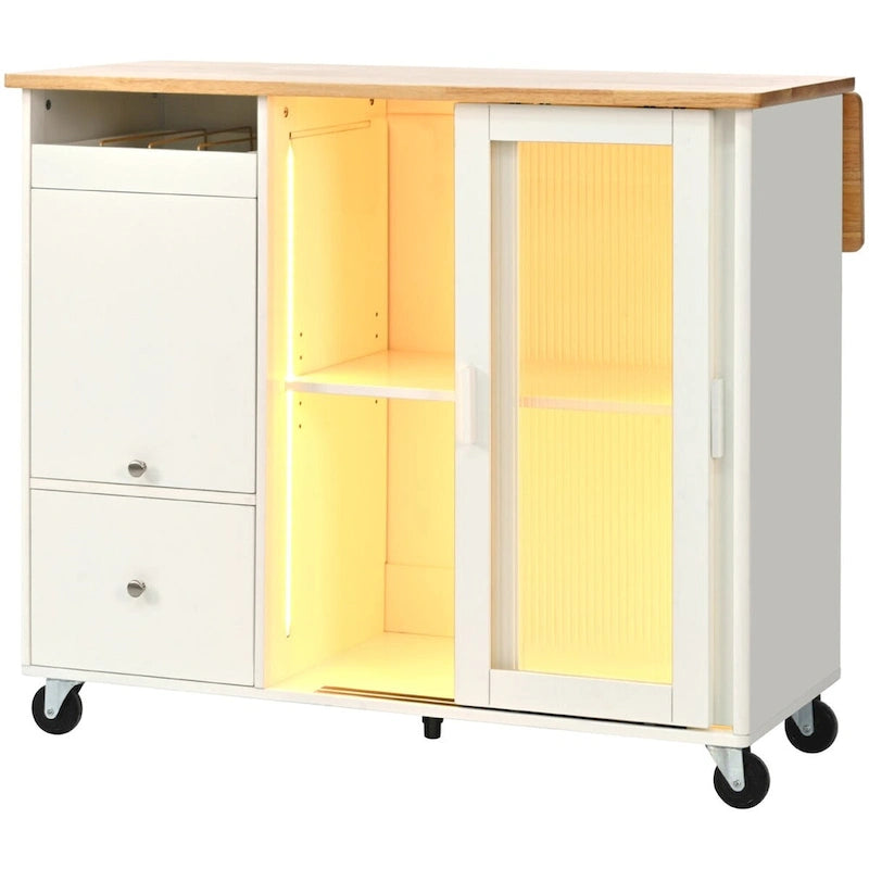 Merax Large Kitchen Island Cart with an Adjustable Shelf and 2 Drawers