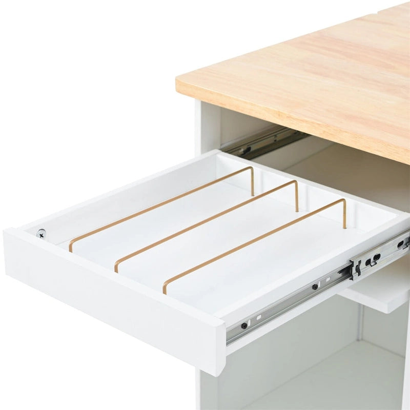 Merax Large Kitchen Island Cart with an Adjustable Shelf and 2 Drawers