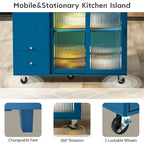 Merax Large Kitchen Island Cart with an Adjustable Shelf and 2 Drawers