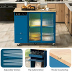 Merax Large Kitchen Island Cart with an Adjustable Shelf and 2 Drawers