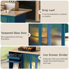 Merax Large Kitchen Island Cart with an Adjustable Shelf and 2 Drawers