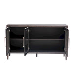 Wooden Storage Cabinet with 3 Tempered Glass Doors and Adjustable Shelf and Legs - 58.2L15.7W33.9H
