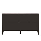 Wooden Storage Cabinet with 3 Tempered Glass Doors and Adjustable Shelf and Legs - 58.2L15.7W33.9H