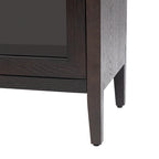 Wooden Storage Cabinet with 3 Tempered Glass Doors and Adjustable Shelf and Legs - 58.2L15.7W33.9H