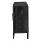Wooden Storage Cabinet with 3 Tempered Glass Doors and Adjustable Shelf and Legs - 58.2L15.7W33.9H