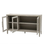 Wooden Storage Cabinet with 3 Tempered Glass Doors and Adjustable Shelf and Legs - 58.2L15.7W33.9H