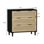 3-Drawers Rattan Storage Cabinet Rattan Drawer - N/A