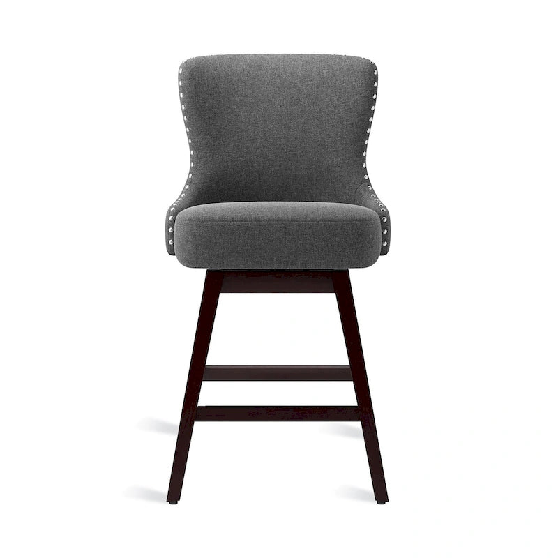 LUE BONA 26 in. Mid-Century Modern Counter Stools Faux Leather/Fabric Upholstered Swivel Bar Stools for Island Set of 4