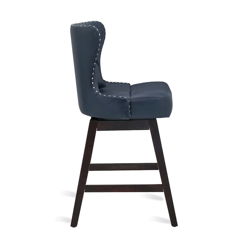 LUE BONA 26 in. Mid-Century Modern Counter Stools Faux Leather/Fabric Upholstered Swivel Bar Stools for Island Set of 4