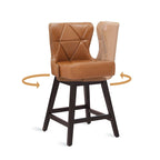 LUE BONA 26 in. Mid-Century Modern Counter Stools Faux Leather/Fabric Upholstered Swivel Bar Stools for Island Set of 4