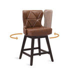 LUE BONA 26 in. Mid-Century Modern Counter Stools Faux Leather/Fabric Upholstered Swivel Bar Stools for Island Set of 4