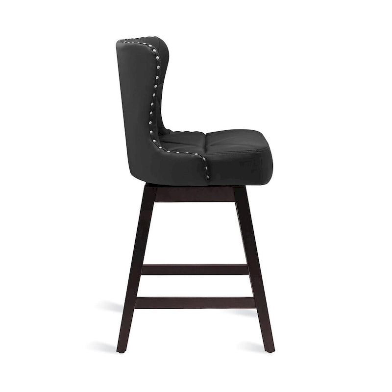 LUE BONA 26 in. Mid-Century Modern Counter Stools Faux Leather/Fabric Upholstered Swivel Bar Stools for Island Set of 4
