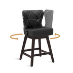 LUE BONA 26 in. Mid-Century Modern Counter Stools Faux Leather/Fabric Upholstered Swivel Bar Stools for Island Set of 4