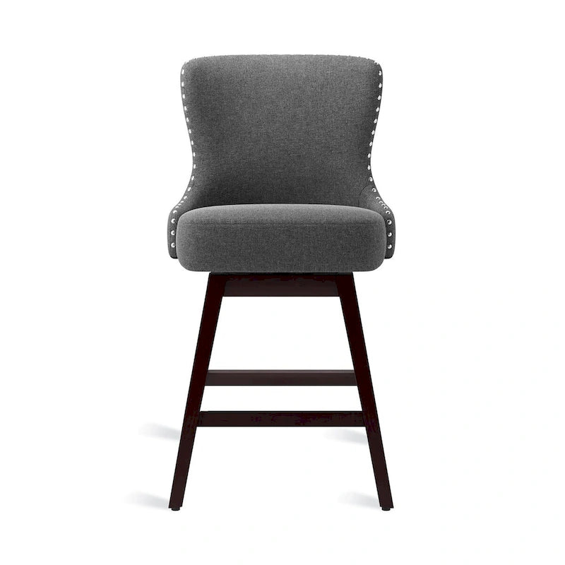 LUE BONA 26 in. Mid-Century Modern Counter Stools Faux Leather/Fabric Upholstered Swivel Bar Stools for Island Set of 4