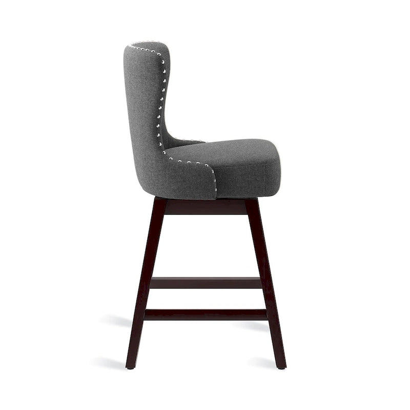 LUE BONA 26 in. Mid-Century Modern Counter Stools Faux Leather/Fabric Upholstered Swivel Bar Stools for Island Set of 4