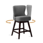 LUE BONA 26 in. Mid-Century Modern Counter Stools Faux Leather/Fabric Upholstered Swivel Bar Stools for Island Set of 4