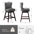 LUE BONA 26 in. Mid-Century Modern Counter Stools Faux Leather/Fabric Upholstered Swivel Bar Stools for Island Set of 4